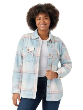 Plaid Shacket in Blue, Pink and White